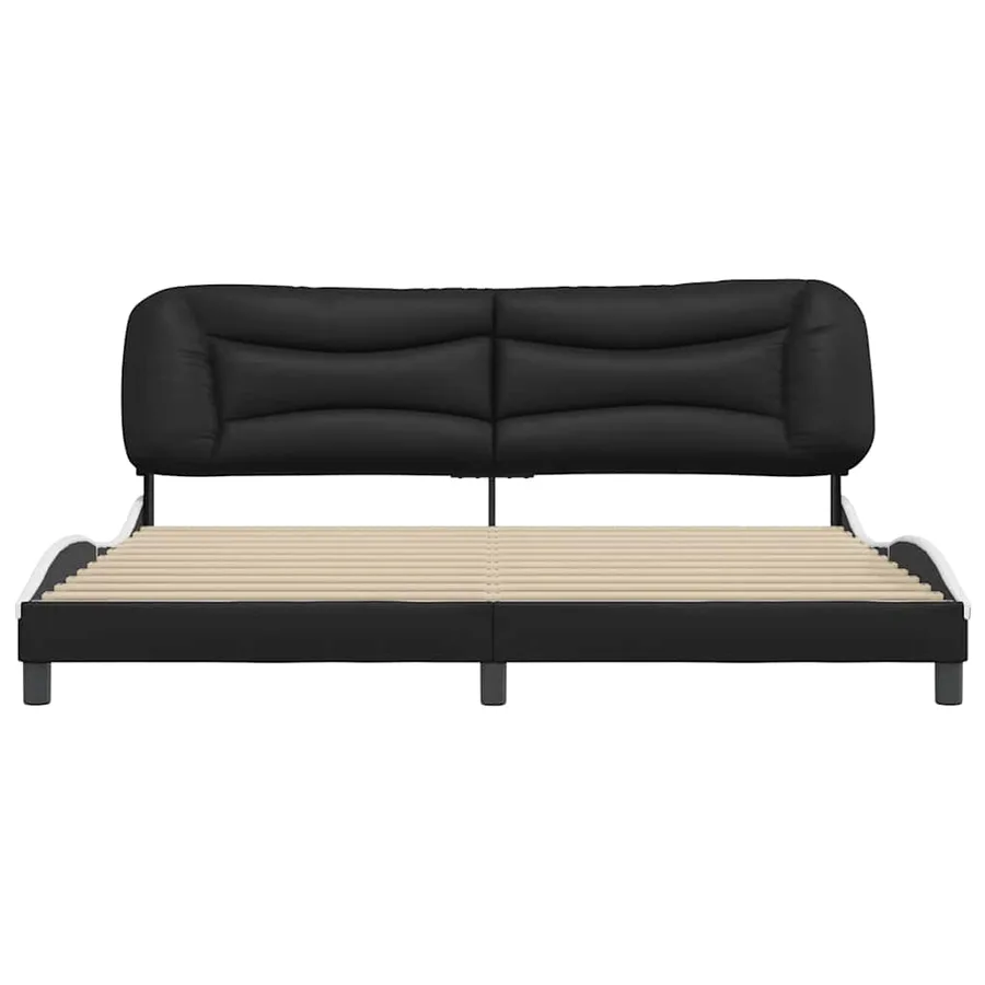 Cadre de lit sans matelas Hvar noir et blanc 200x200 cm similicuir - 4