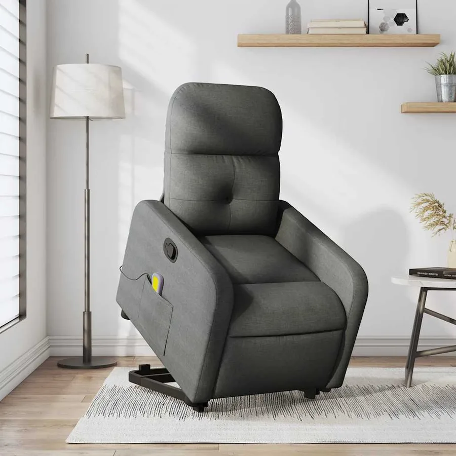 Fauteuil de massage inclinable Gris foncé Tissu - 16