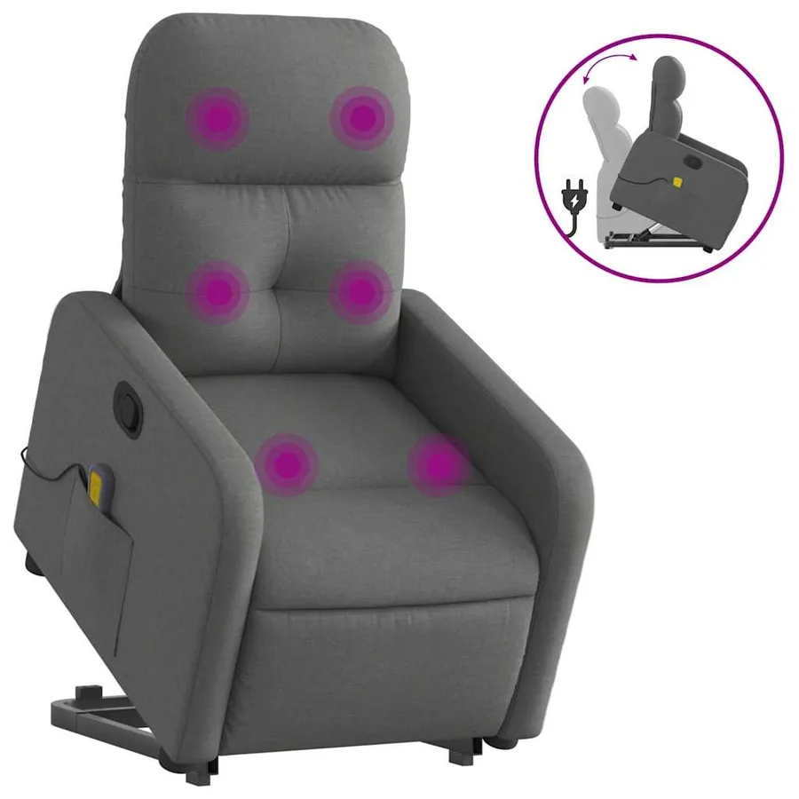 Fauteuil de massage inclinable Gris foncé Tissu - 2