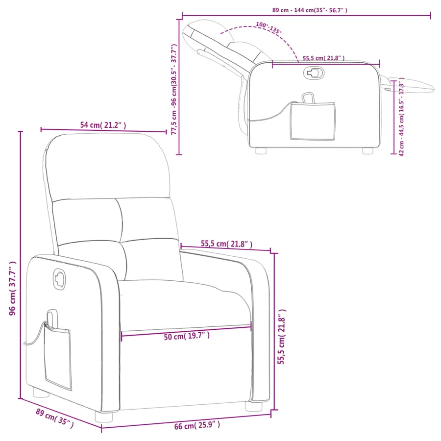 Fauteuil de massage inclinable Vert foncé Tissu - 12