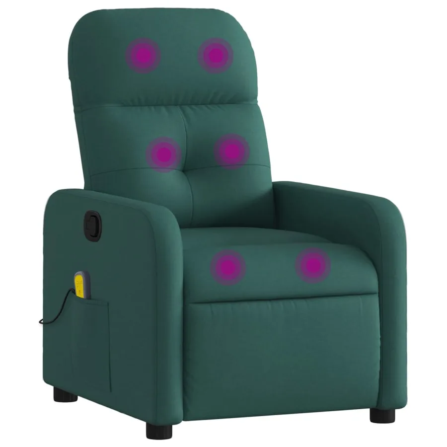 Fauteuil de massage inclinable Vert foncé Tissu - 2