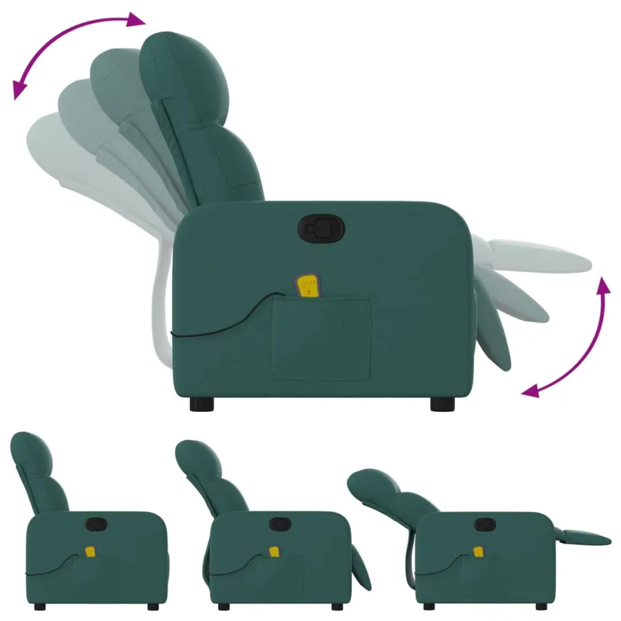 Fauteuil de massage inclinable Vert foncé Tissu - 5