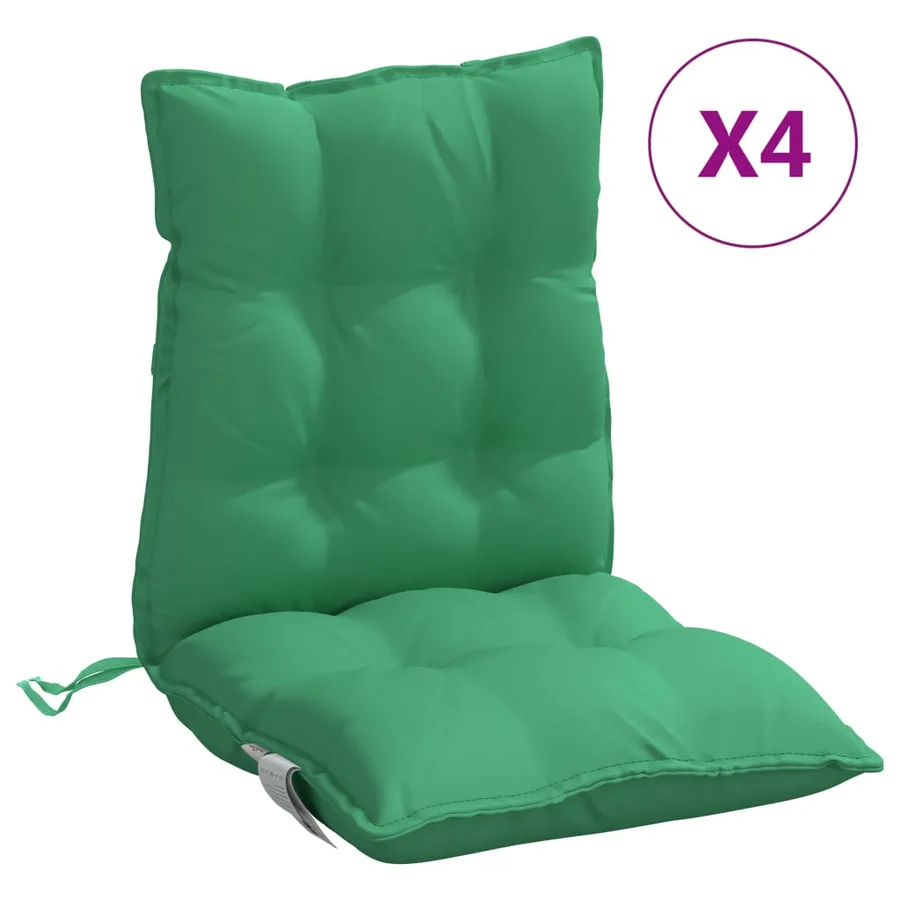 Coussins de chaise à dossier bas lot de 4 vert tissu oxford - 2
