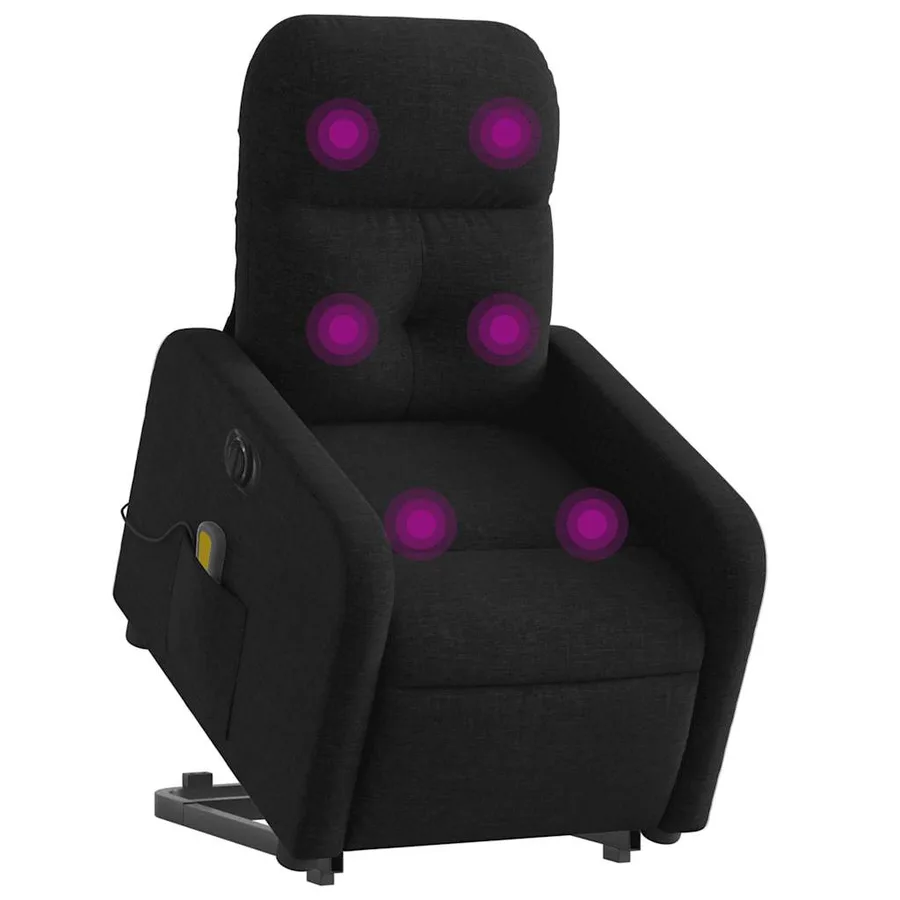 Fauteuil inclinable de massage électrique Noir Tissu - 3