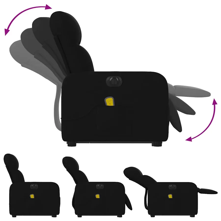 Fauteuil inclinable de massage électrique Noir Tissu - 7