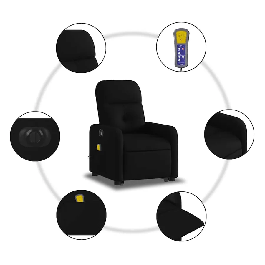 Fauteuil inclinable de massage électrique Noir Tissu - 8