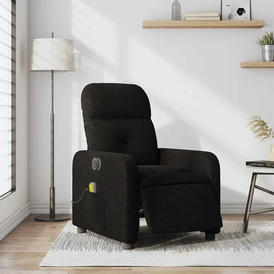 Fauteuil de massage inclinable électrique Noir Tissu - 16