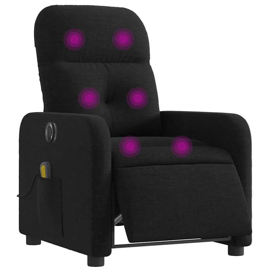 Fauteuil de massage inclinable électrique Noir Tissu - 3