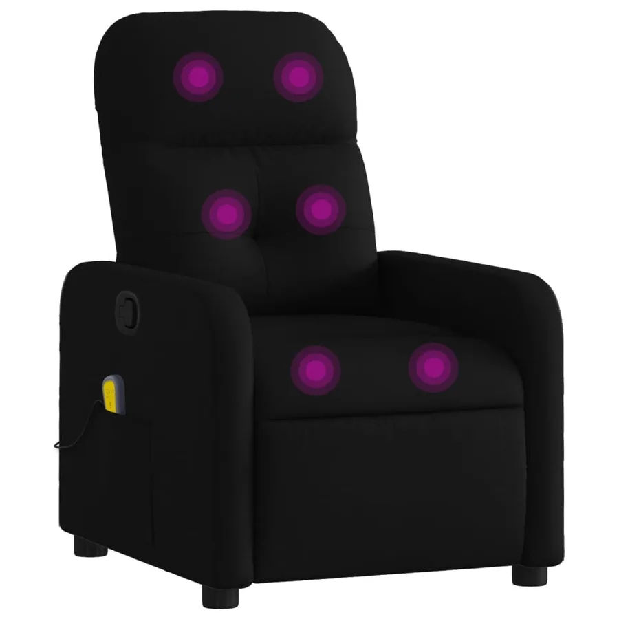 Fauteuil inclinable de massage noir tissu - 2