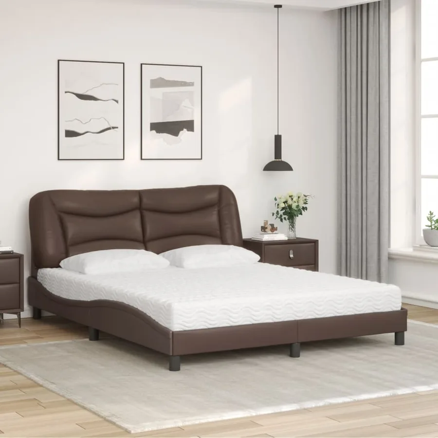 Lit avec matelas Hvar marron 160x200 cm similicuir - 3