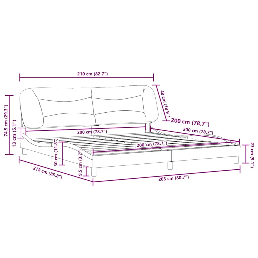 Cadre de lit sans matelas Hvar noir 200x200 cm similicuir - 12