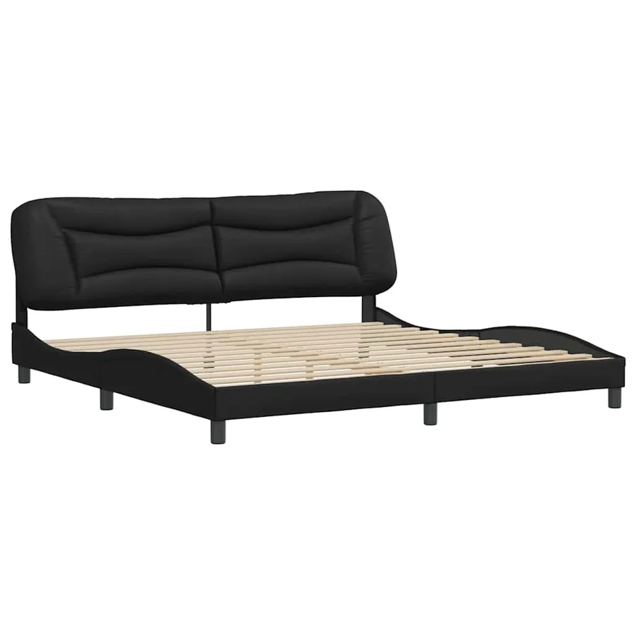 Cadre de lit sans matelas Hvar noir 200x200 cm similicuir - 3