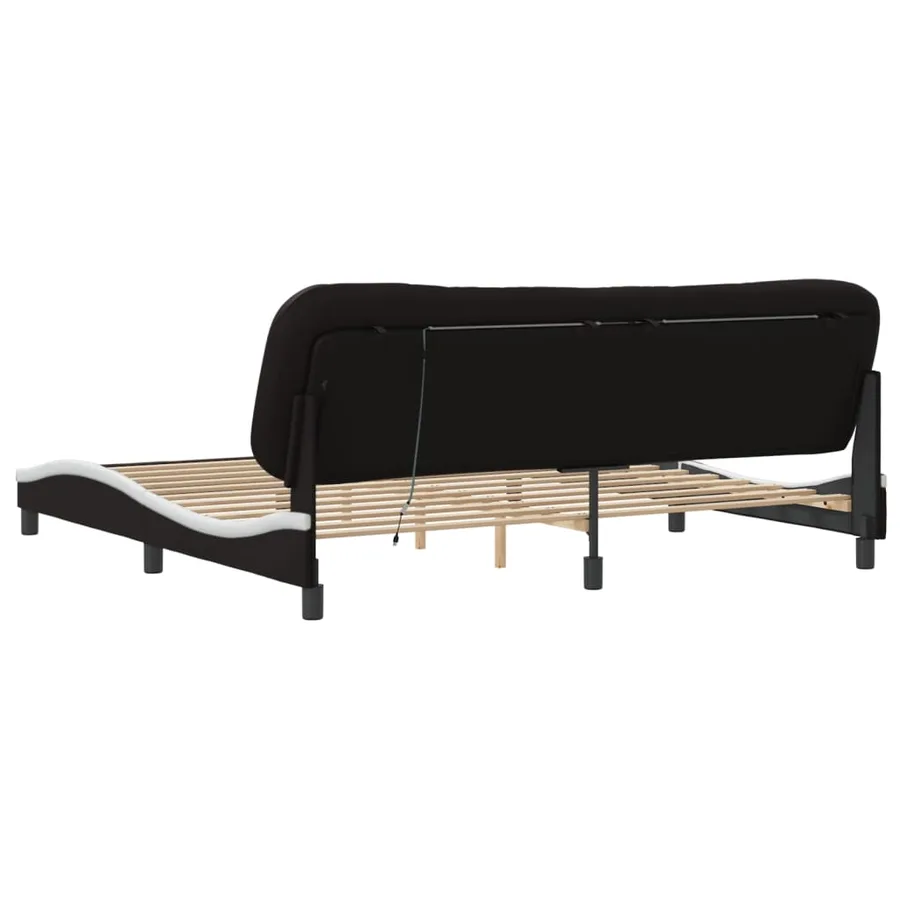 Cadre de lit avec LED sans matelas Hvar noir et blanc 200x200 cm - 10