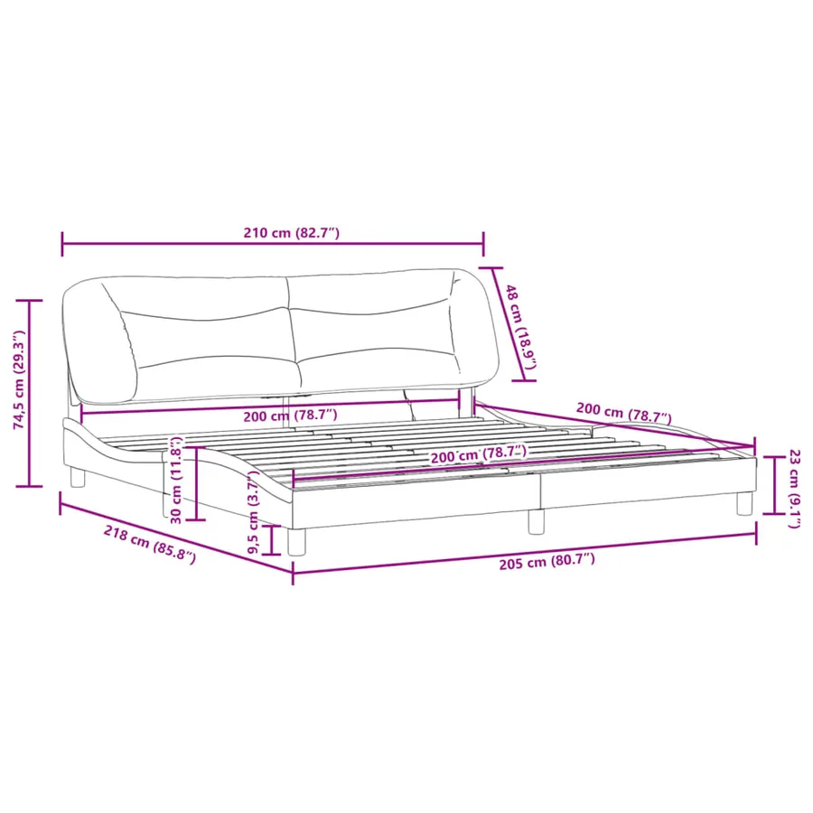 Cadre de lit avec LED sans matelas Hvar noir et blanc 200x200 cm - 17