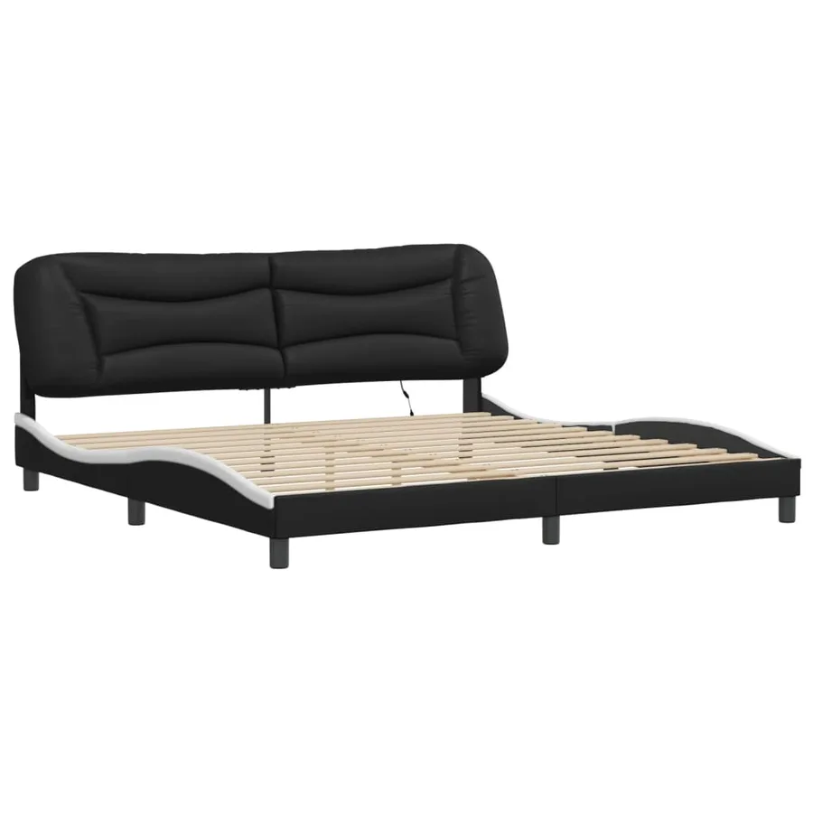 Cadre de lit avec LED sans matelas Hvar noir et blanc 200x200 cm - 3