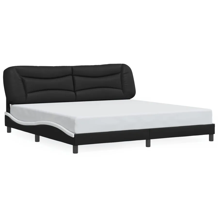 Cadre de lit avec LED sans matelas Hvar noir et blanc 200x200 cm - 5