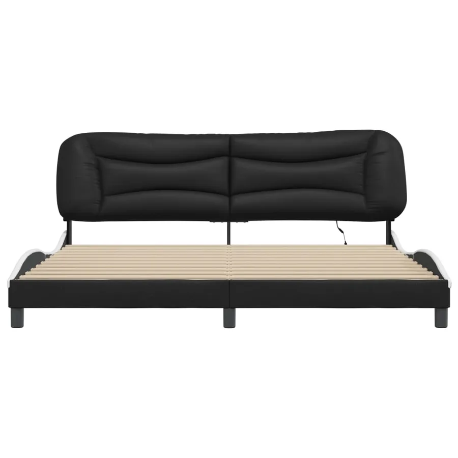 Cadre de lit avec LED sans matelas Hvar noir et blanc 200x200 cm - 6