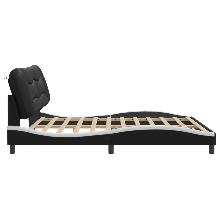 Cadre de lit avec LED sans matelas Hvar noir et blanc 200x200 cm - 9