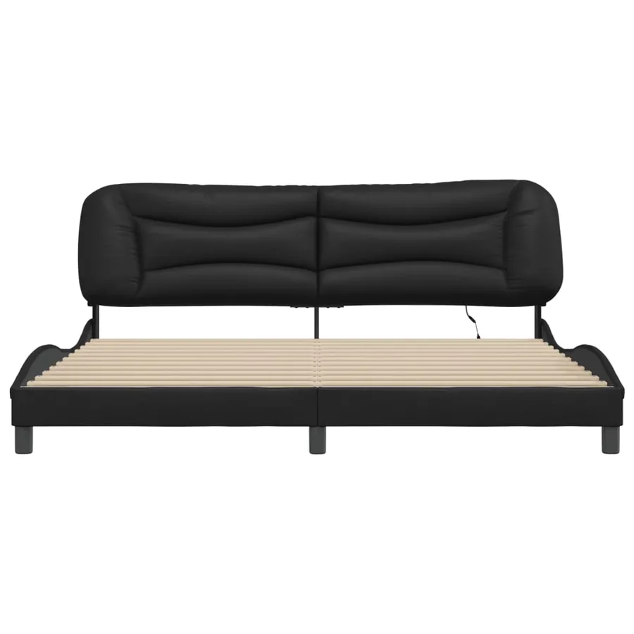 Cadre de lit avec LED sans matelas Hvar noir 200x200 cm - 6