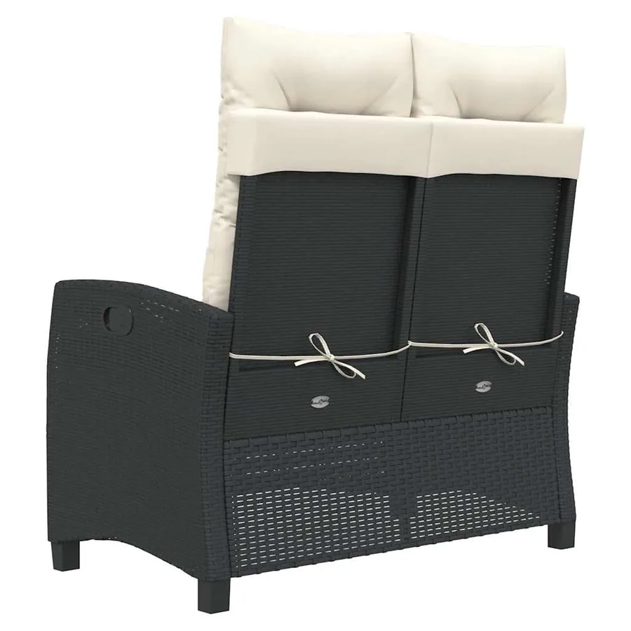 Banc inclinable de jardin avec coussins noir résine tressée - 5