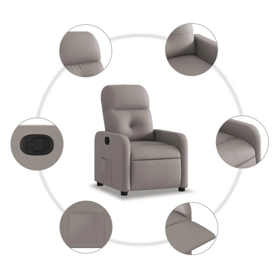 Fauteuil inclinable Taupe Tissu - 5