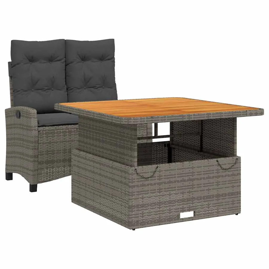 Ensemble à manger de jardin et coussins 2 pcs gris rotin - 2
