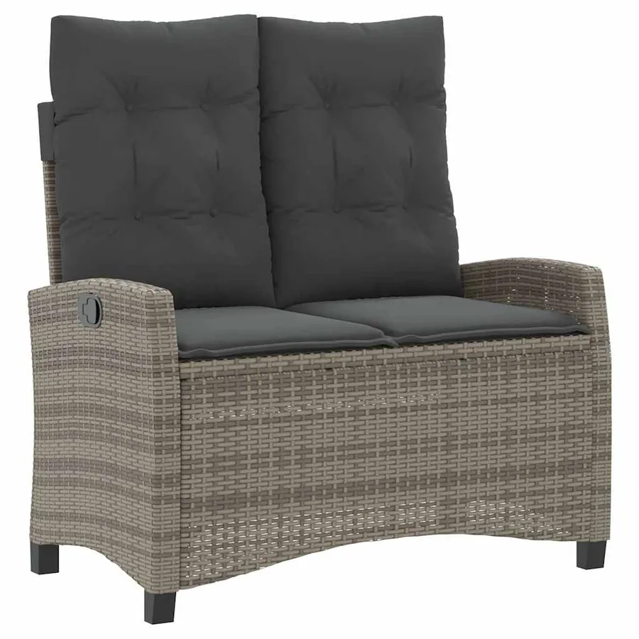 Ensemble à manger de jardin et coussins 2 pcs gris rotin - 3