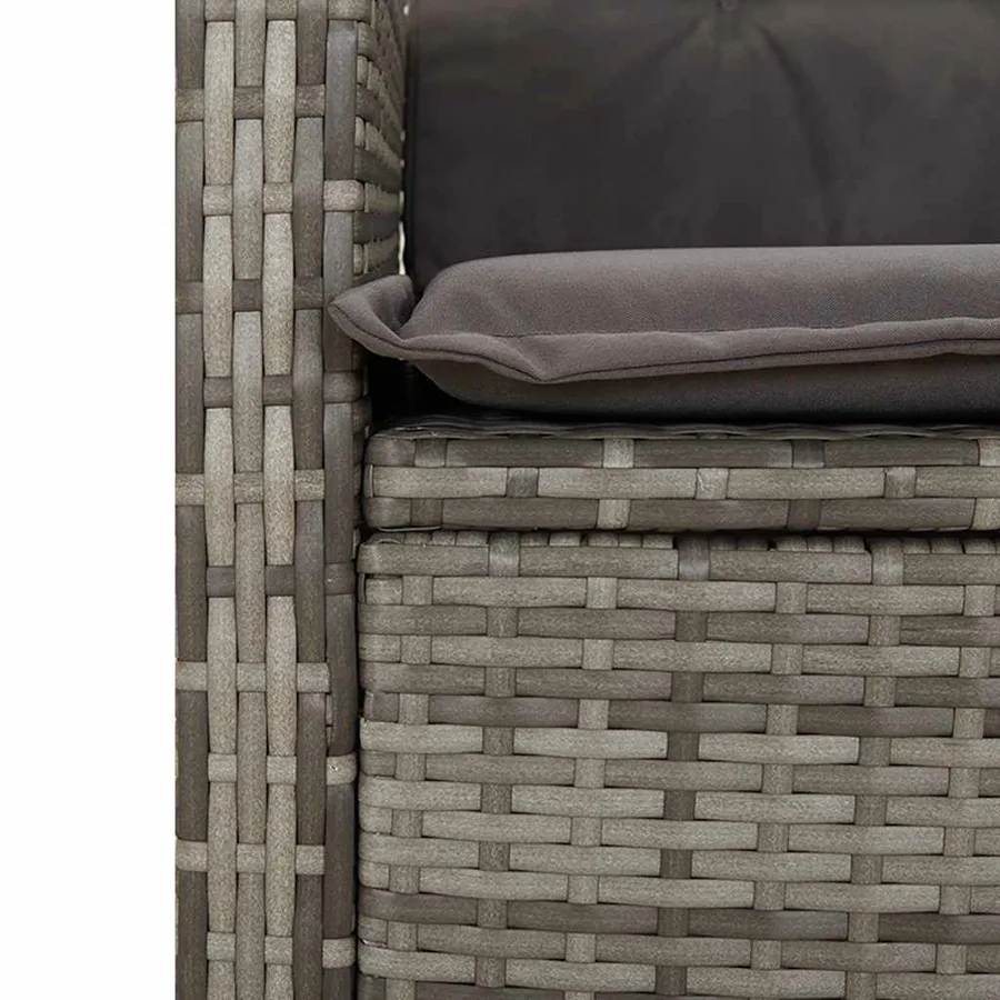 Ensemble à manger de jardin et coussins 2 pcs gris rotin - 5