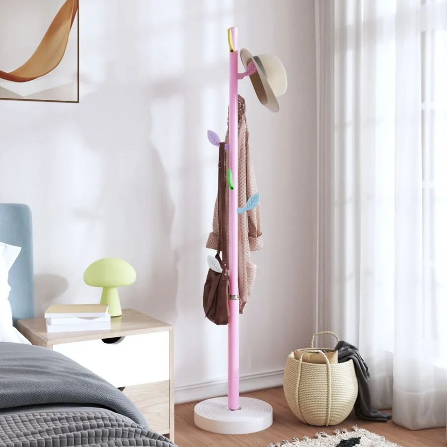 Porte-manteau rose 172 cm fer enduit de poudre - 3