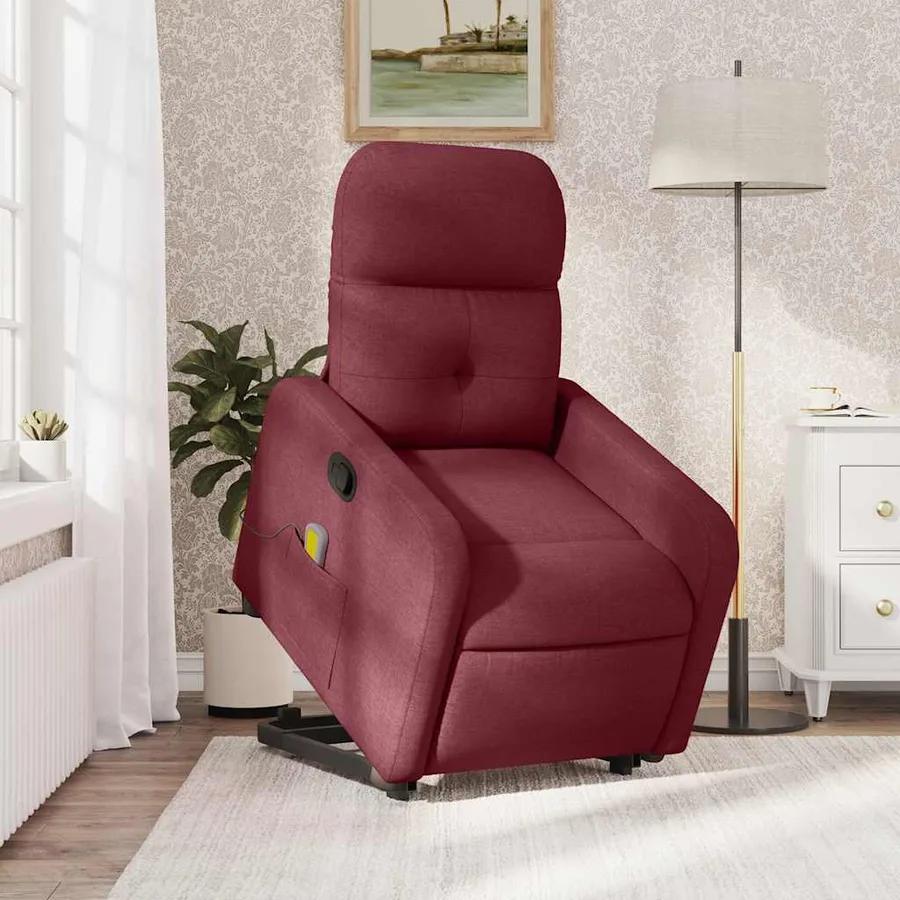 Fauteuil inclinable de massage Rouge bordeaux Tissu - 15