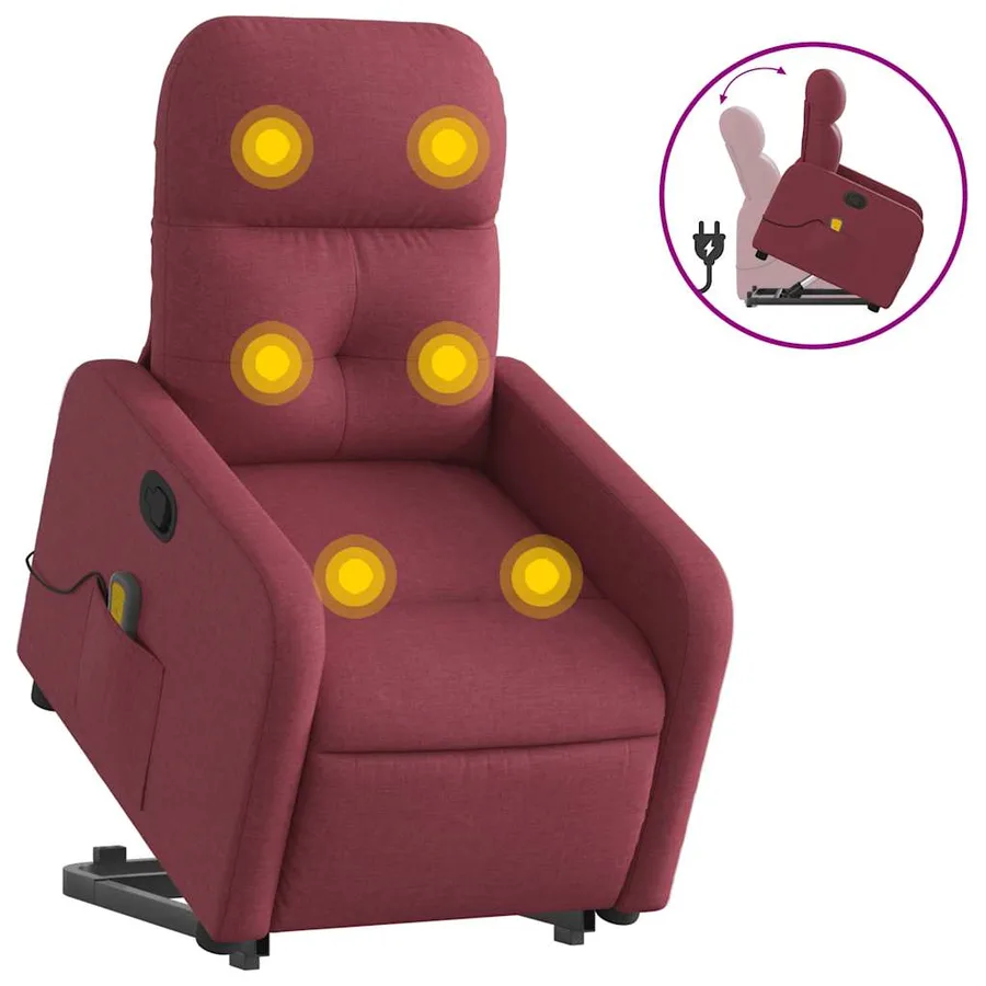 Fauteuil inclinable de massage Rouge bordeaux Tissu - 2