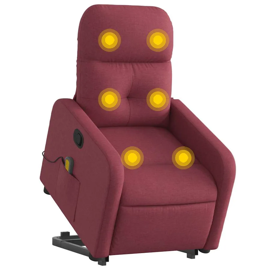 Fauteuil inclinable de massage Rouge bordeaux Tissu - 3
