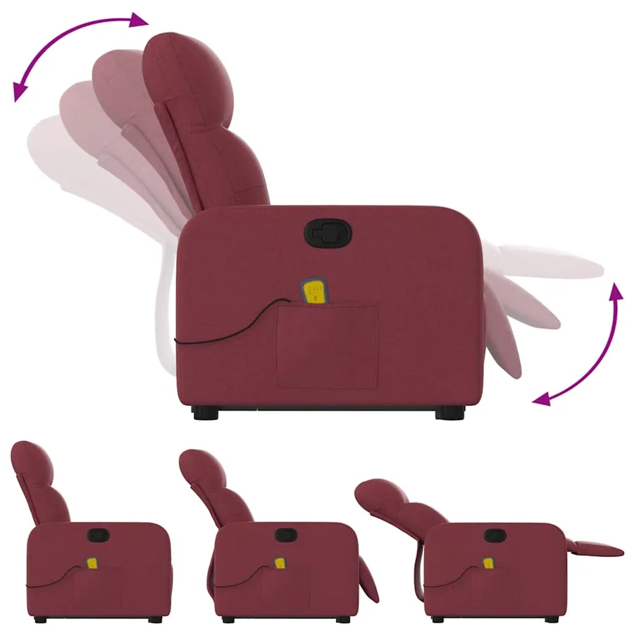 Fauteuil inclinable de massage Rouge bordeaux Tissu - 7