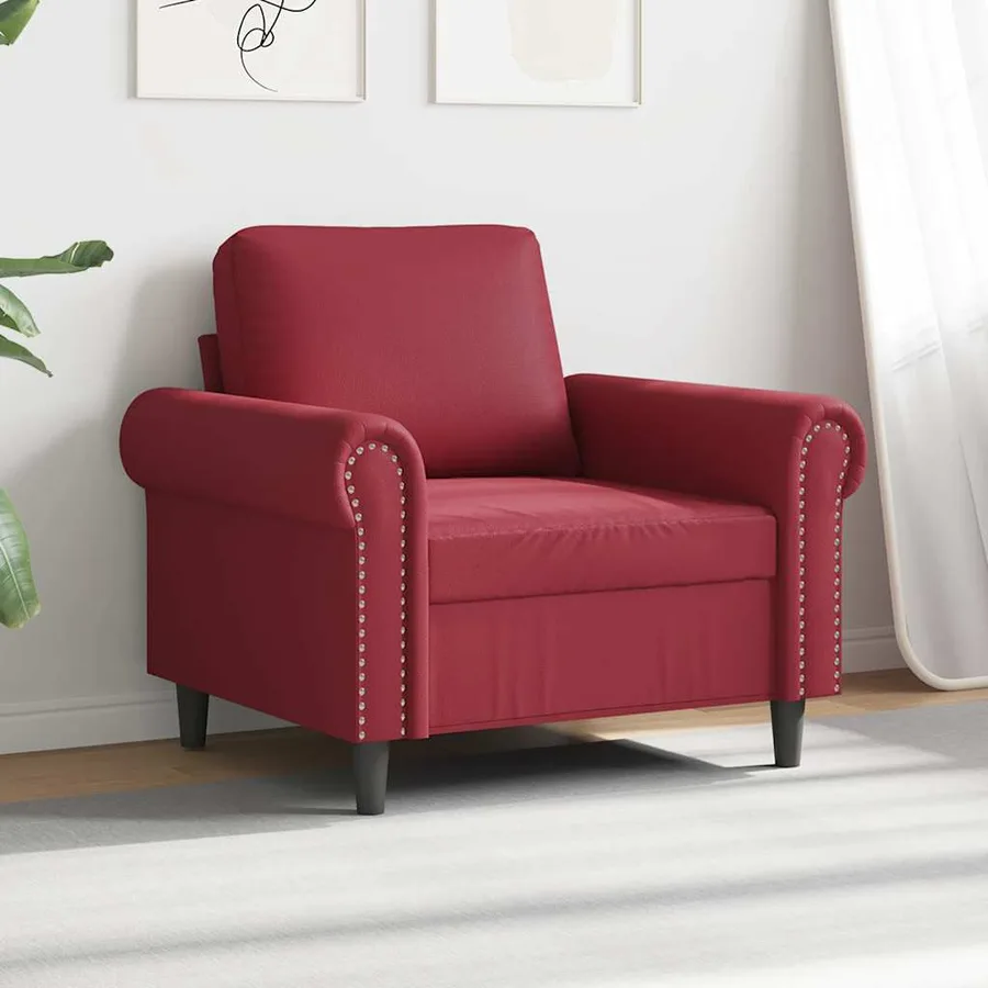 Fauteuil Rouge bordeaux 60 cm Similicuir - 3