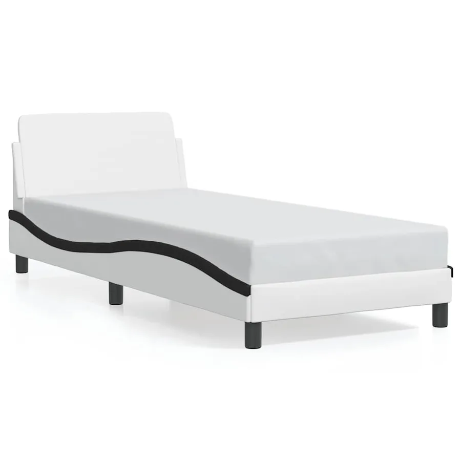 Cadre de lit Dover blanc et noir 90x190 cm similicuir - 2