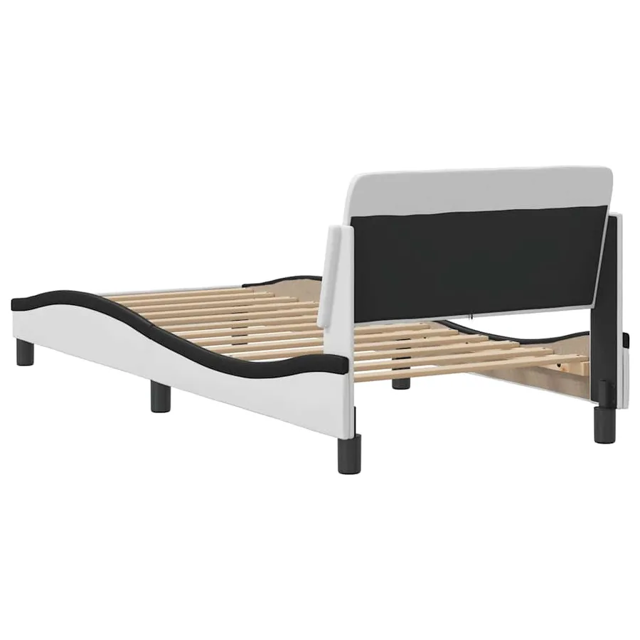 Cadre de lit Dover blanc et noir 90x190 cm similicuir - 6