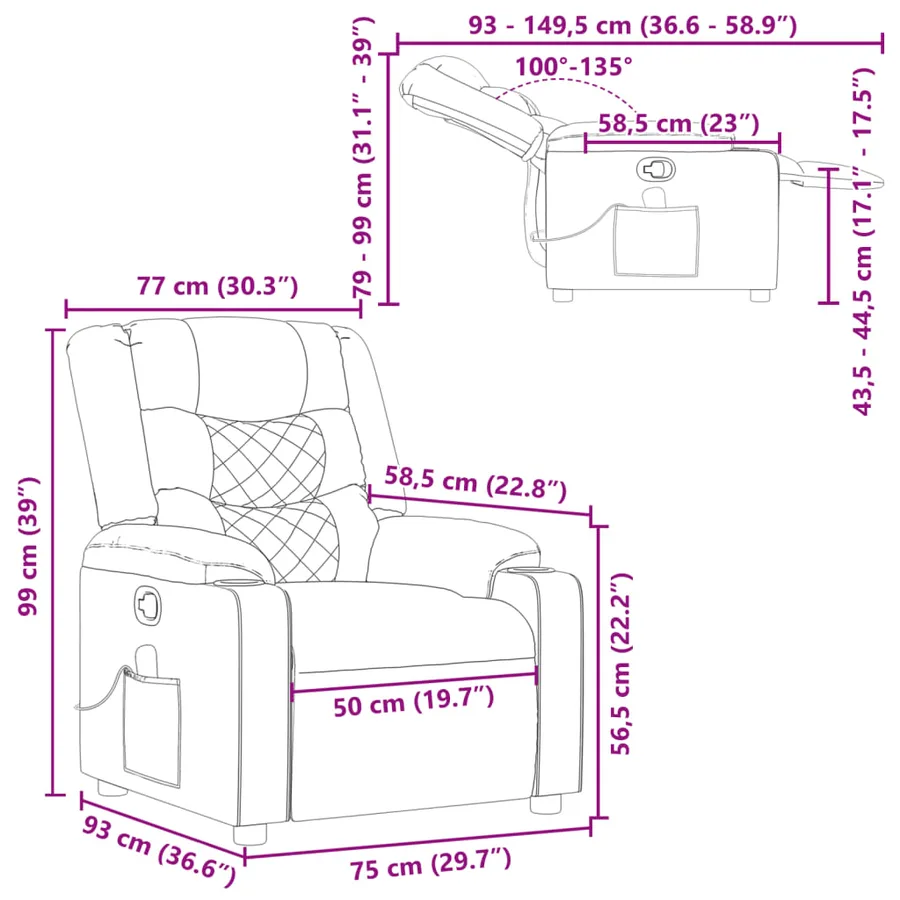 Fauteuil de massage inclinable Noir Similicuir - 12