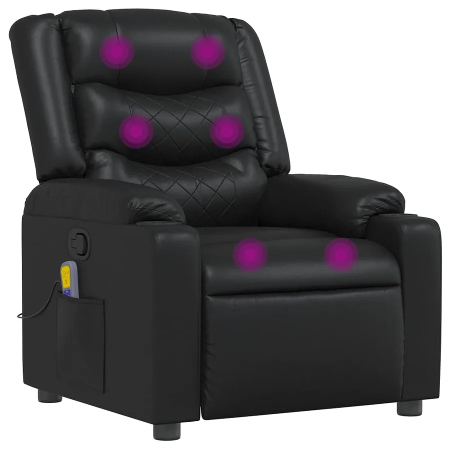 Fauteuil de massage inclinable Noir Similicuir - 2