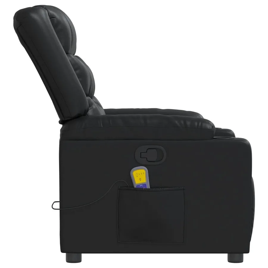 Fauteuil de massage inclinable Noir Similicuir - 8