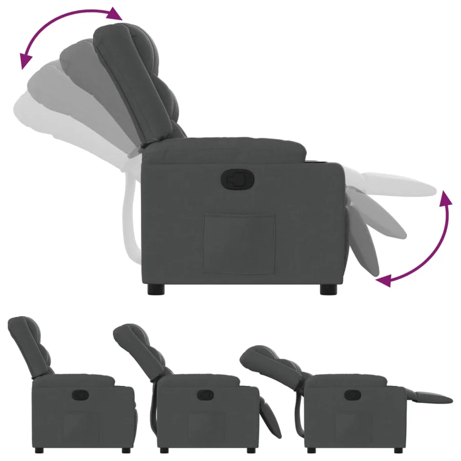 Fauteuil inclinable Gris foncé Tissu - 4