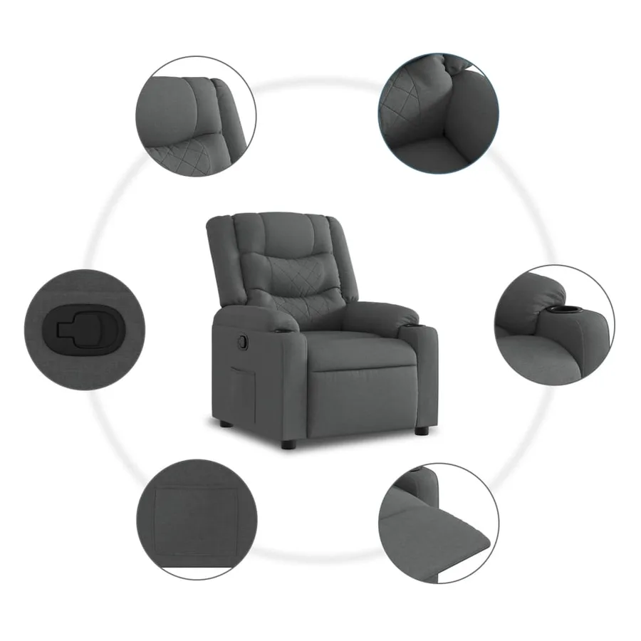 Fauteuil inclinable Gris foncé Tissu - 5