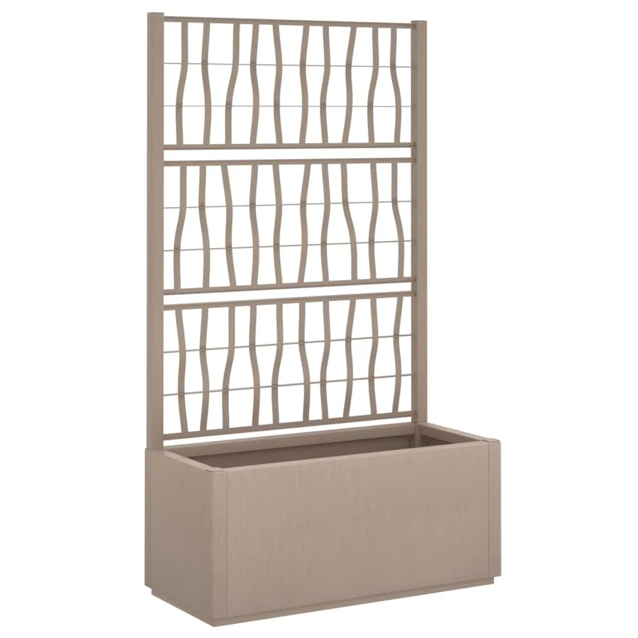 Jardinière avec treillis marron clair 80x36x140 cm PP - 2