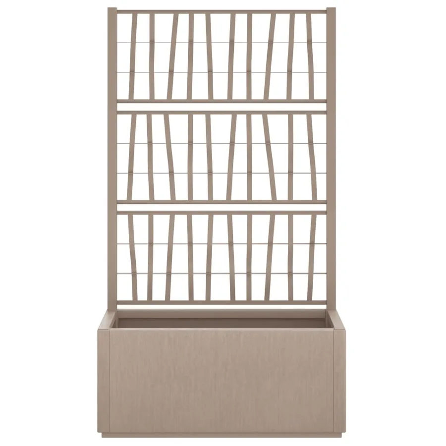 Jardinière avec treillis marron clair 80x36x140 cm PP - 3
