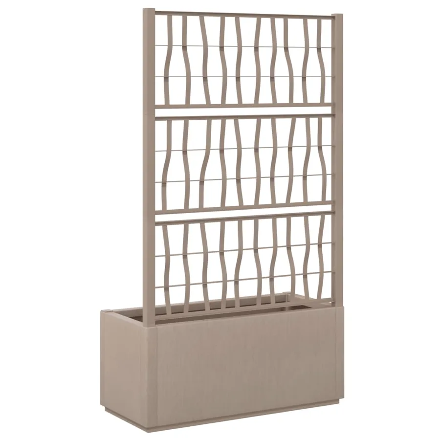 Jardinière avec treillis marron clair 80x36x140 cm PP - 5