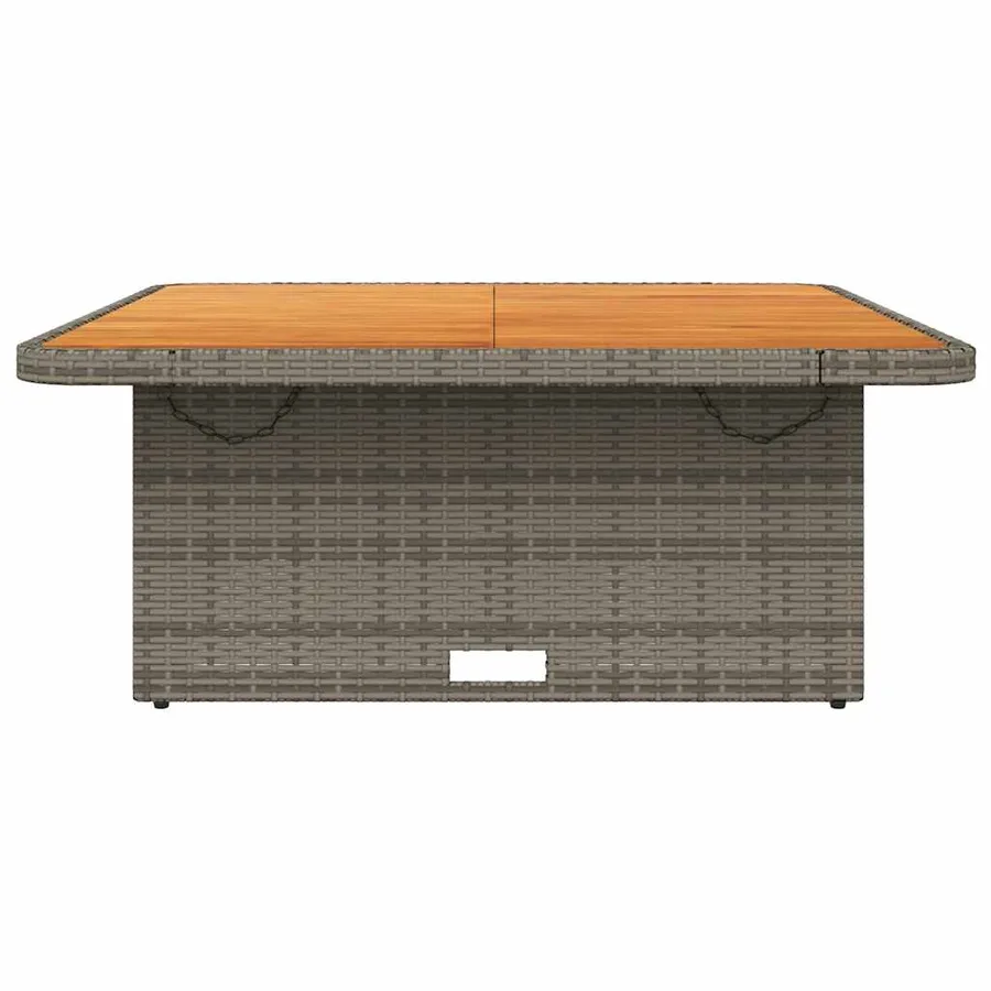 Table de jardin gris 110x110x71 cm Résine tressée bois d'acacia - 5
