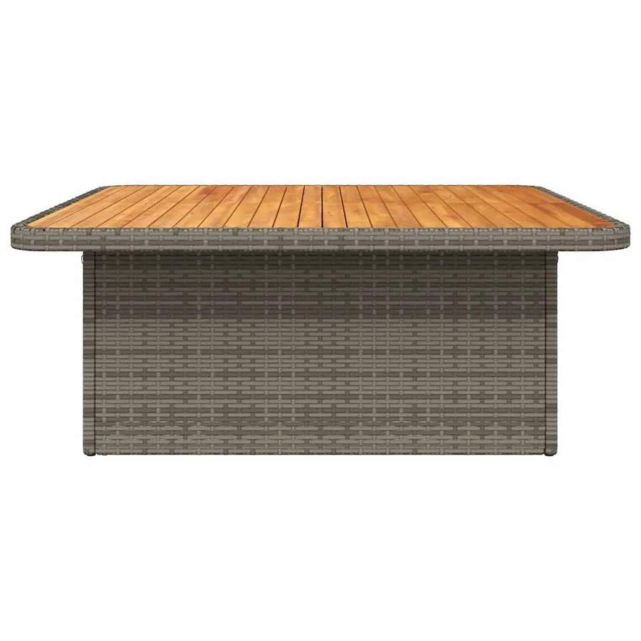Table de jardin gris 110x110x71 cm Résine tressée bois d'acacia - 6