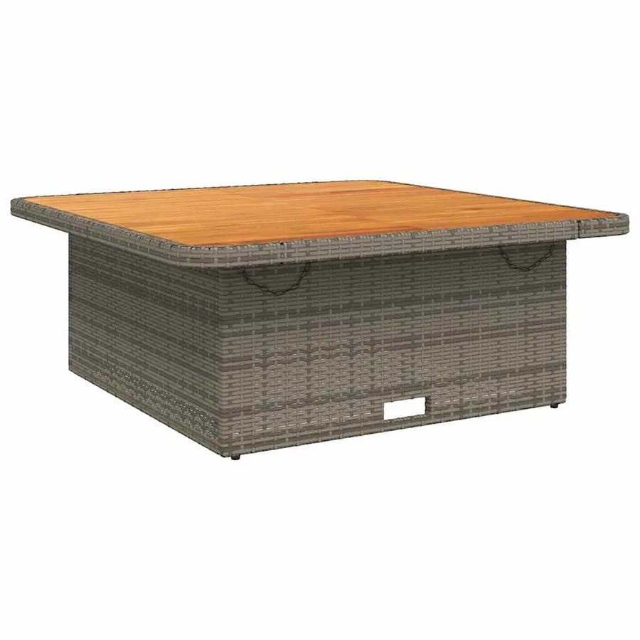 Table de jardin gris 110x110x71 cm Résine tressée bois d'acacia - 7