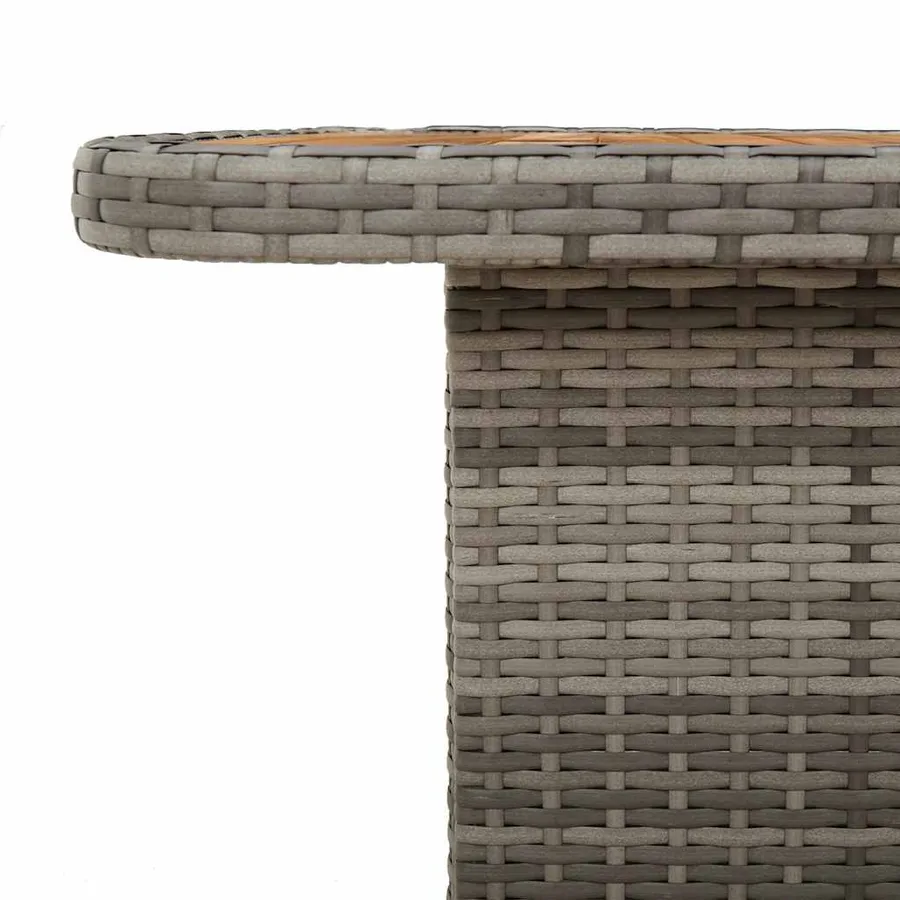 Table de jardin gris 110x110x71 cm Résine tressée bois d'acacia - 8
