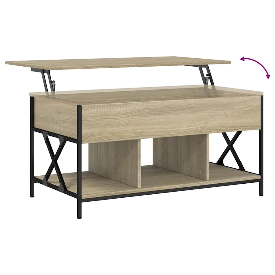 Table basse chêne sonoma 100x55x50cm bois d'ingénierie et métal - 8