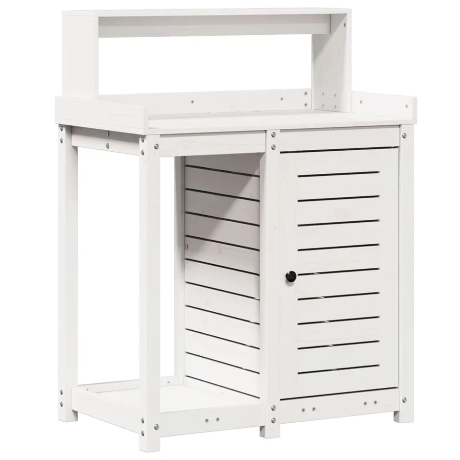 Table de rempotage avec étagères blanc bois massif de pin - 2